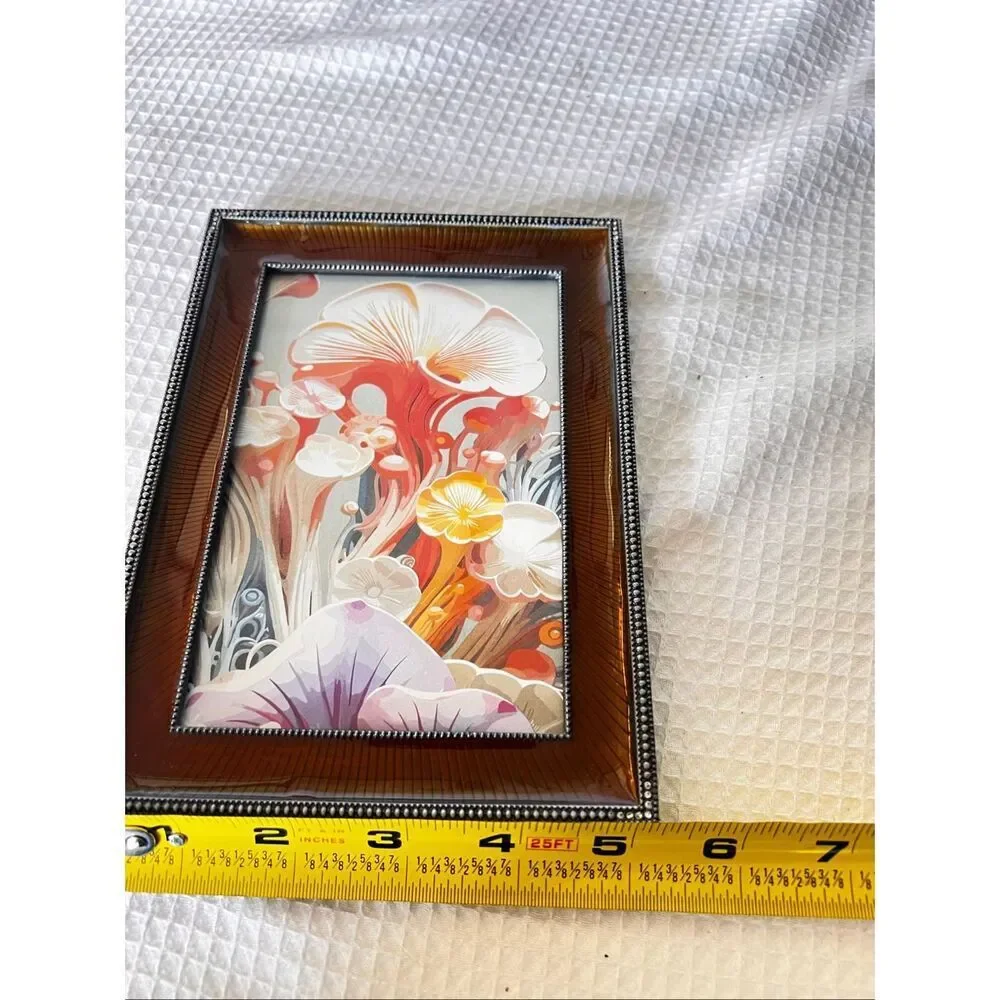 Faux Tortoise Shell Frame w Vertical Fluting Accented By Metallic Beading